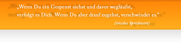Wenn Du ein Gespenst siehst und davor wegläufst, verfolgt es dich. Wenn du aber drauf zugehst, verschwindet es.